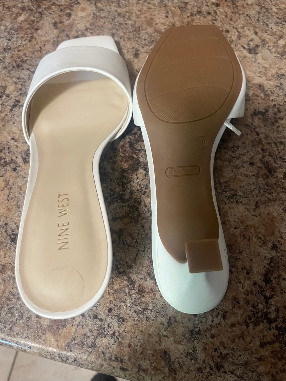 Nine West White Open-Toe Slide Mules